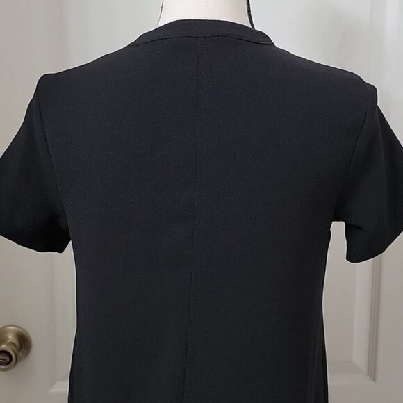 Lush Size XS Black "All In Favor" Crepe Shift Dress, V-Neck, Rounded Hem - Picture 5 of 15